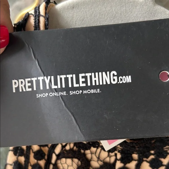 PrettyLittleThing Black and Gold Lace Dress - Picture 3 of 6